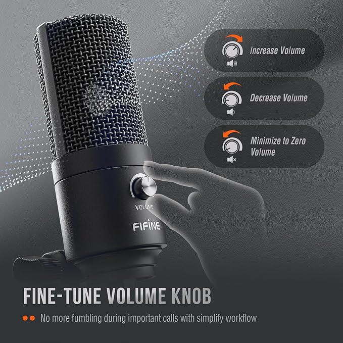 FIFINE USB Microphone, Metal Condenser Recording Microphone - Image 5