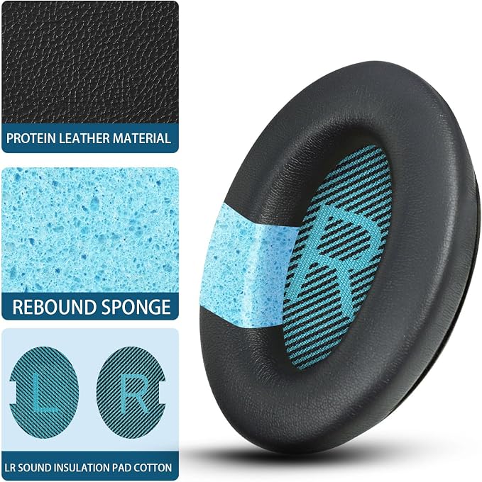 Headphones Replacement Ear Pads, Soft Protein Leather earpad Cushions - Image 4