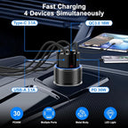 Car Charger USB C, Besgoods 4 Ports Cigarette Lighter USB Charger USB C Car - Image 2