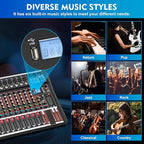 16 Channel Audio Mixer, Mixing Console Sound Mixer DJ Sound Controller - Image 7