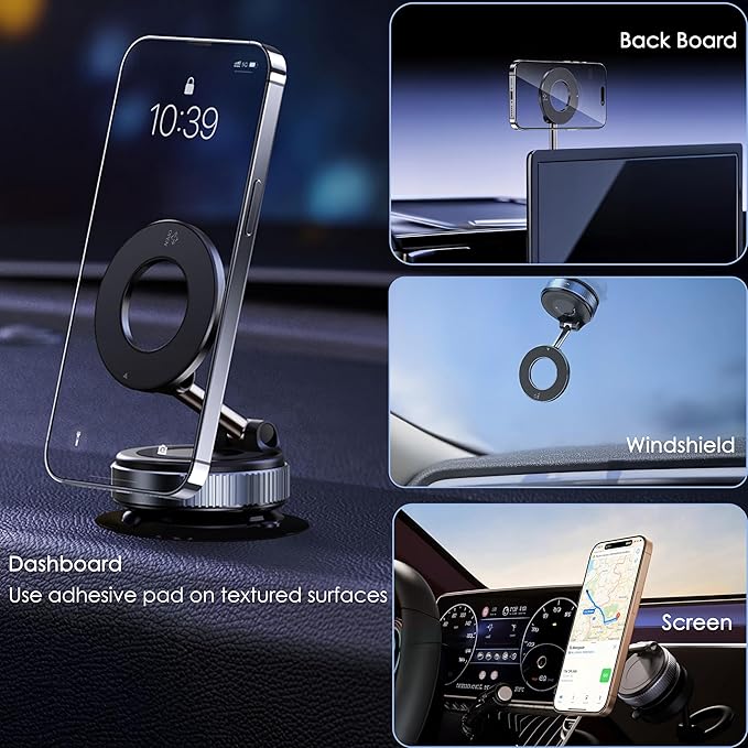 Vacuum Magnetic Car Phone Holder Foldable Mount - Image 3