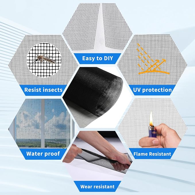 Window Screen Repair Kit, Durable Fiberglass Black Window Screen kit - Image 4