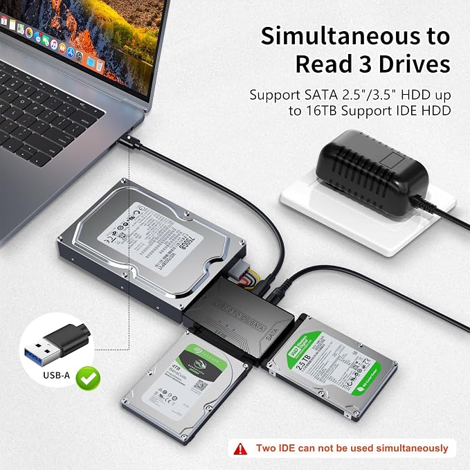 USB 3.0 to SATA IDE Adapter，Hard Drive Reader, IDE Sata to USB External Data - Image 2