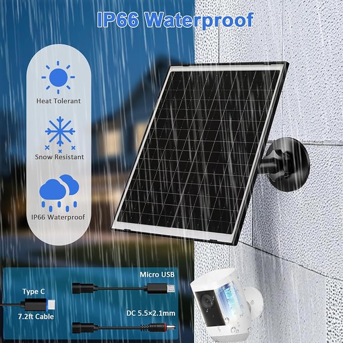FUTUREZEN 10W Solar Panel for Security Camera, Trail Camera, Type-C Device - Image 4