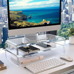 Egchi Acrylic Monitor Stand, 2 Tiers Computer Monitor Riser, Computer - Image 3