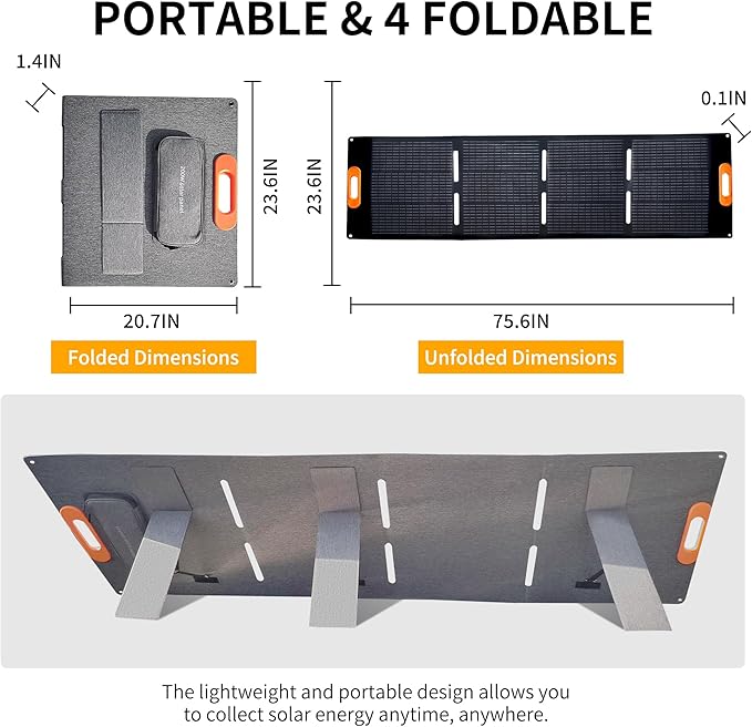 200W Portable Solar Panel for Power Station Generator, 200 Watt Foldable Solar - Image 5