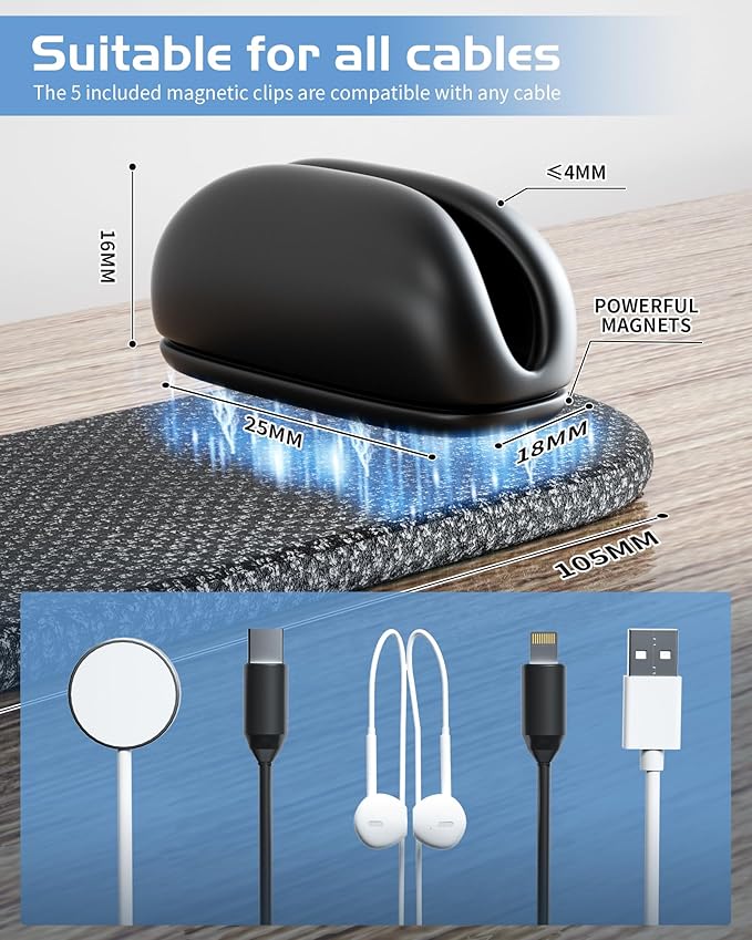 5-Pack Magnetic Cable Clips Cord Organizer - Image 4