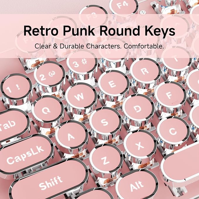 EWEADN TK100 Typewriter Keyboard Wired Mechanical Keyboard, 104 Keys Aesthetic - Image 5
