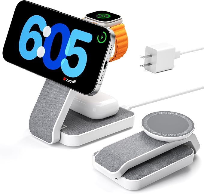 3 in 1 Foldable Wireless Travel Charging Station by eazpower
