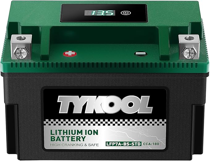 YTX7A-BS, 180 CCA, Lithium LiFePO4 Motorcycle Battery, 2X Cranking Amps by TYKOOL