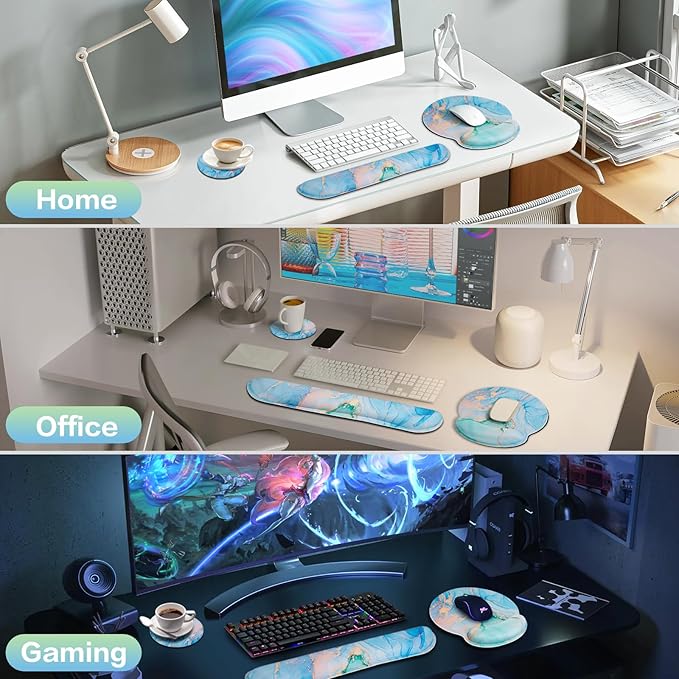 Mouse Pad with Wrist Rest Set, Qomolama 3-in-1 Wrist Rest - Image 7