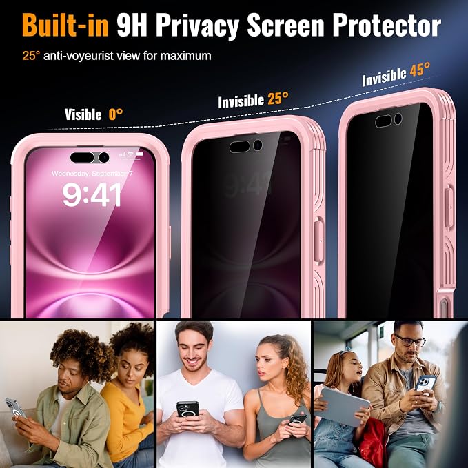 Magnetic & Stand for iPhone 16 Plus Case Built-in Privacy Screen Protector - Image 4