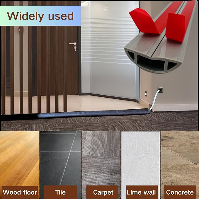 3.3ft Self Adhesive Floor Cord Cover, Heavy Duty Soft PVC Cable Protector and - Image 8