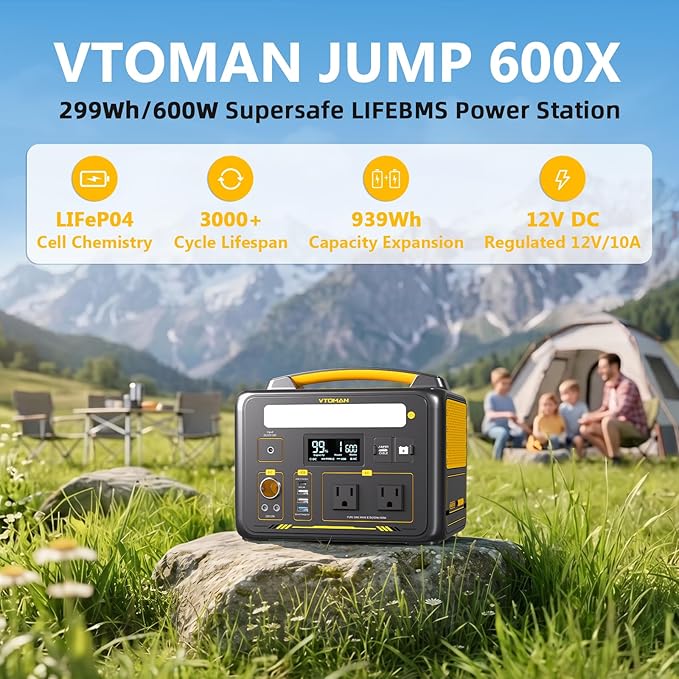 VTOMAN Jump 600X Portable Power Station 600W, 299Wh Solar Generator LiFePO4 - Image 2