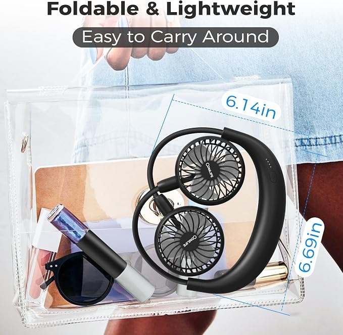 COMLIFE Portable Neck Fan, 5000mAh Rechargeable Battery Powered, 3 Speeds - Image 6