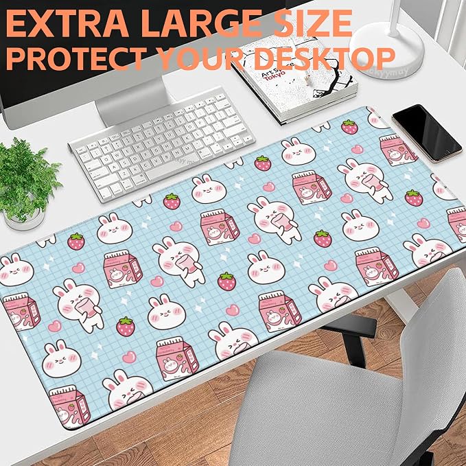 Mouse Pad Large Milk Box with Rabbit Non-Slip Gaming Desk Mat with Stitched - Image 6