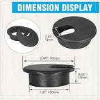2" Black Desk Grommet, JTemgle Plastic Cable Hole Cover Computer Table Cord - Image 5
