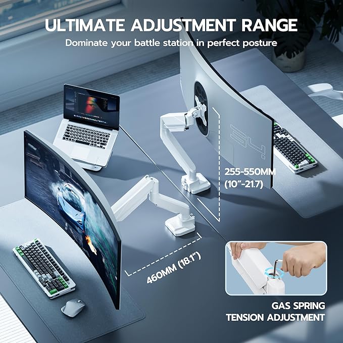 ARES WING Ultrawide Single Monitor Arm, Heavy Duty Monitor Mount - Image 7