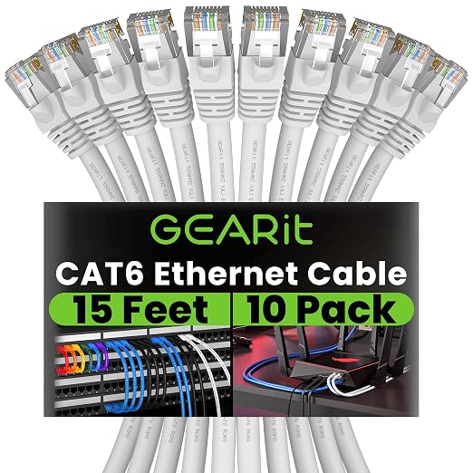 GEARit Cat 6 Ethernet Cable Cat6 Network Patch, Snagless Cord, Internet by GEARit