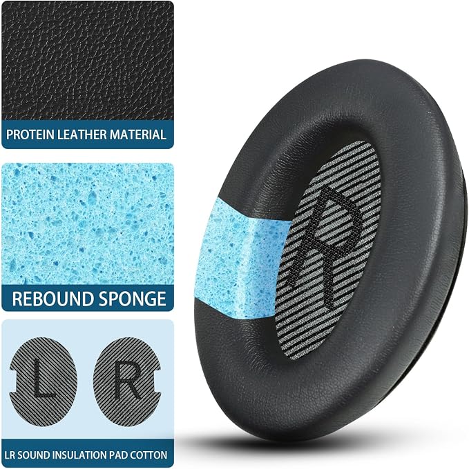 Headphones Replacement Ear Pads, Protein Leather earpad Cushions - Image 4