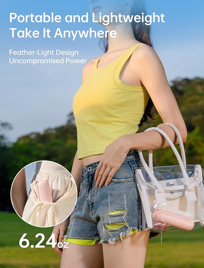 JISULIFE Handheld Fan with 4500 mAh Powerbank Max 37 Hours Runtime, Pocket - Image 6