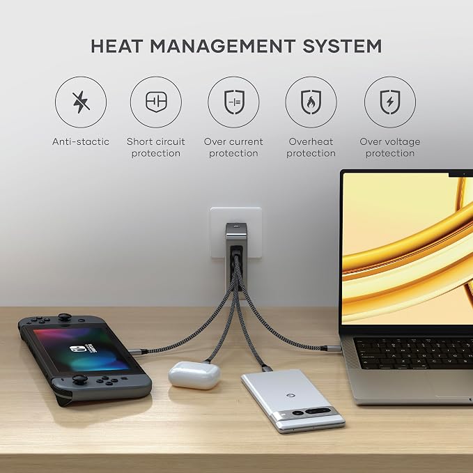 Satechi 145W GaN Travel Charger, 4-Port GaN USB C Charger, 2 USB-C PD 3.1 - Image 7