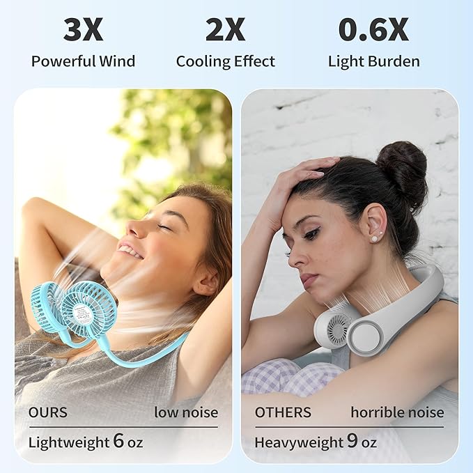 PANERGY Portable Neck Fan Rechargeable Hand Free Personal Fan Mini Wearable - Image 3