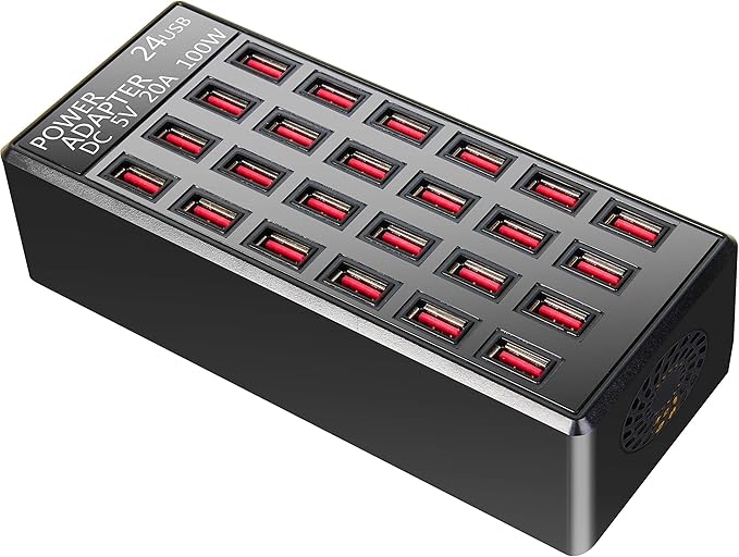 100w 24 Port, USB Fast Charging Station, Travel Desktop USB Rapid Charger by Improveyourqualityoflife