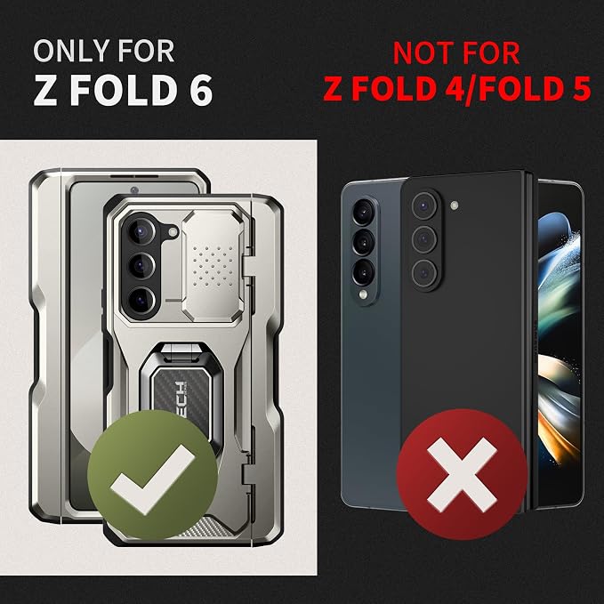 TONGATE for Z Fold 6 Case with Ring Stand, Built-in S Pen Holder & Glass Screen - Image 2