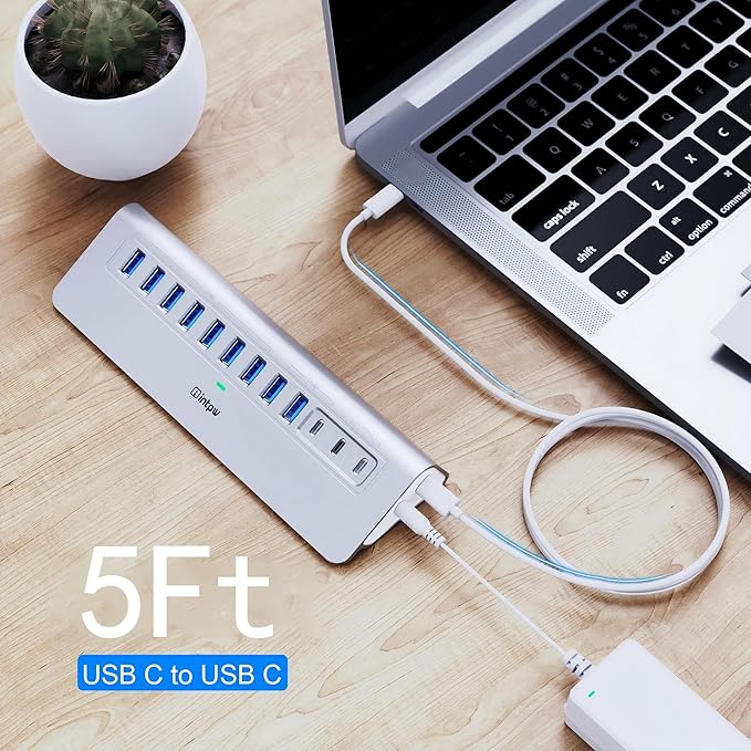 Powered USB Hub 10Gbps, intpw 12-Port USB 3.2 Hub - Image 8