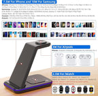 Wireless Charging Station, 3 in 1 Fast Wireless Charger - Image 2