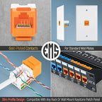 Everest 90° Angled RJ45 Cat6A Keystone Jacks 20-Pack in Orange - Image 6