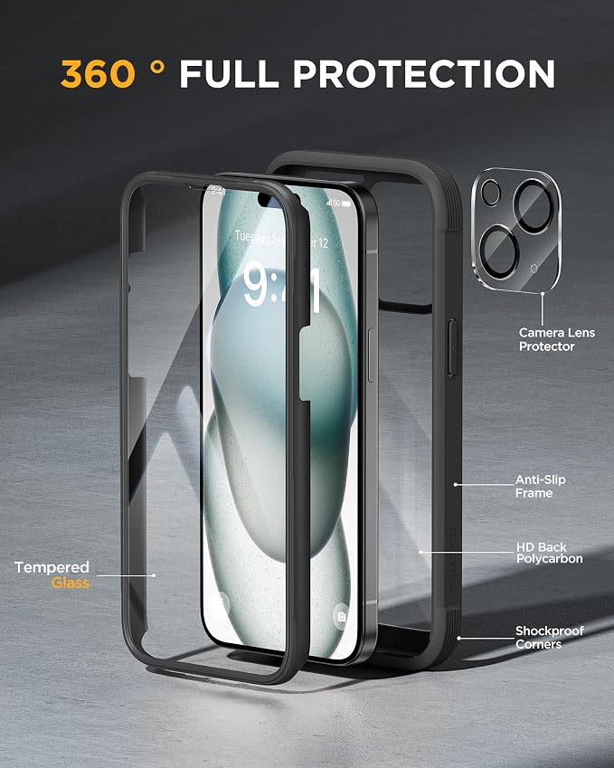 Miracase Glass Series Designed for iPhone 15 Plus Case 6.7', Full-Body Military - Image 4