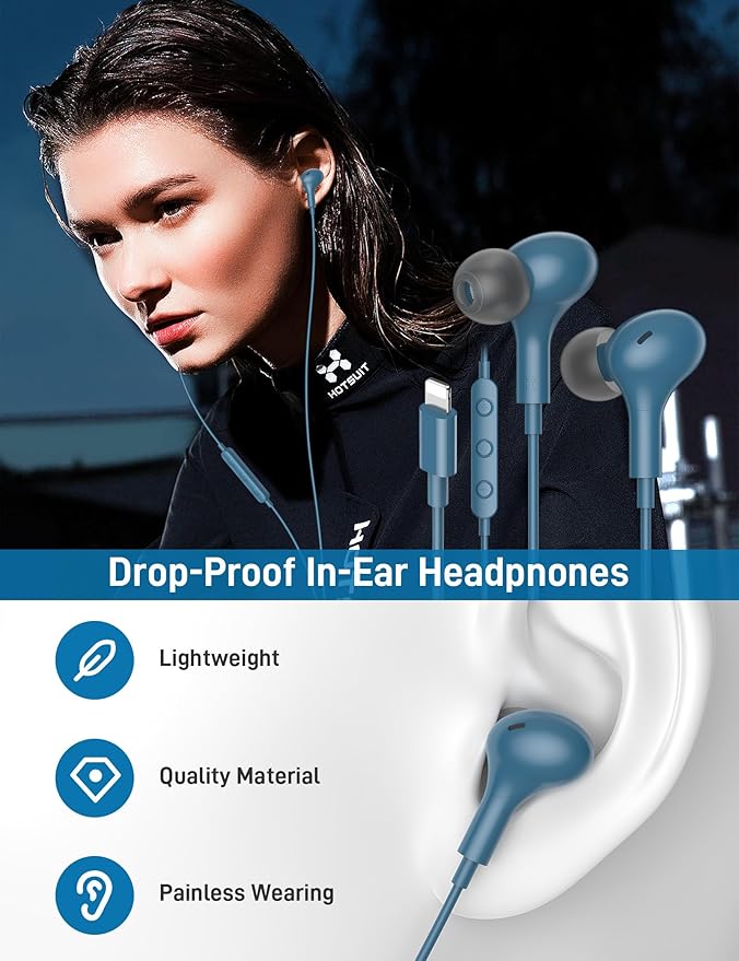 iMangoo for Apple MFi-Certified Headphones for Lightning Wired Earbuds Magnetic - Image 3