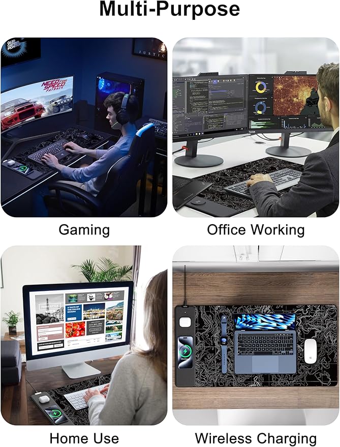 TopMade Mouse Pad with 15W Fast Wireless Charging, 31.5"x15.75" XXL Large - Image 8