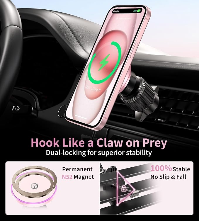 for MagSafe Car Mount Charger Dash/Windshield/Vent Wireless Car Charger with - Image 8
