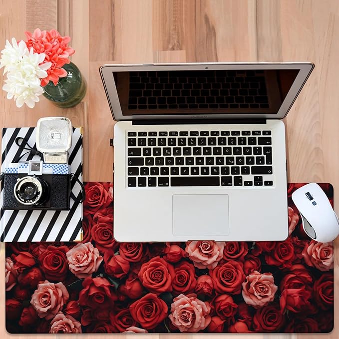 Beautiful Natural Roses Gaming Mouse Pad 3mm Thick Stitched Edge Waterproof - Image 6