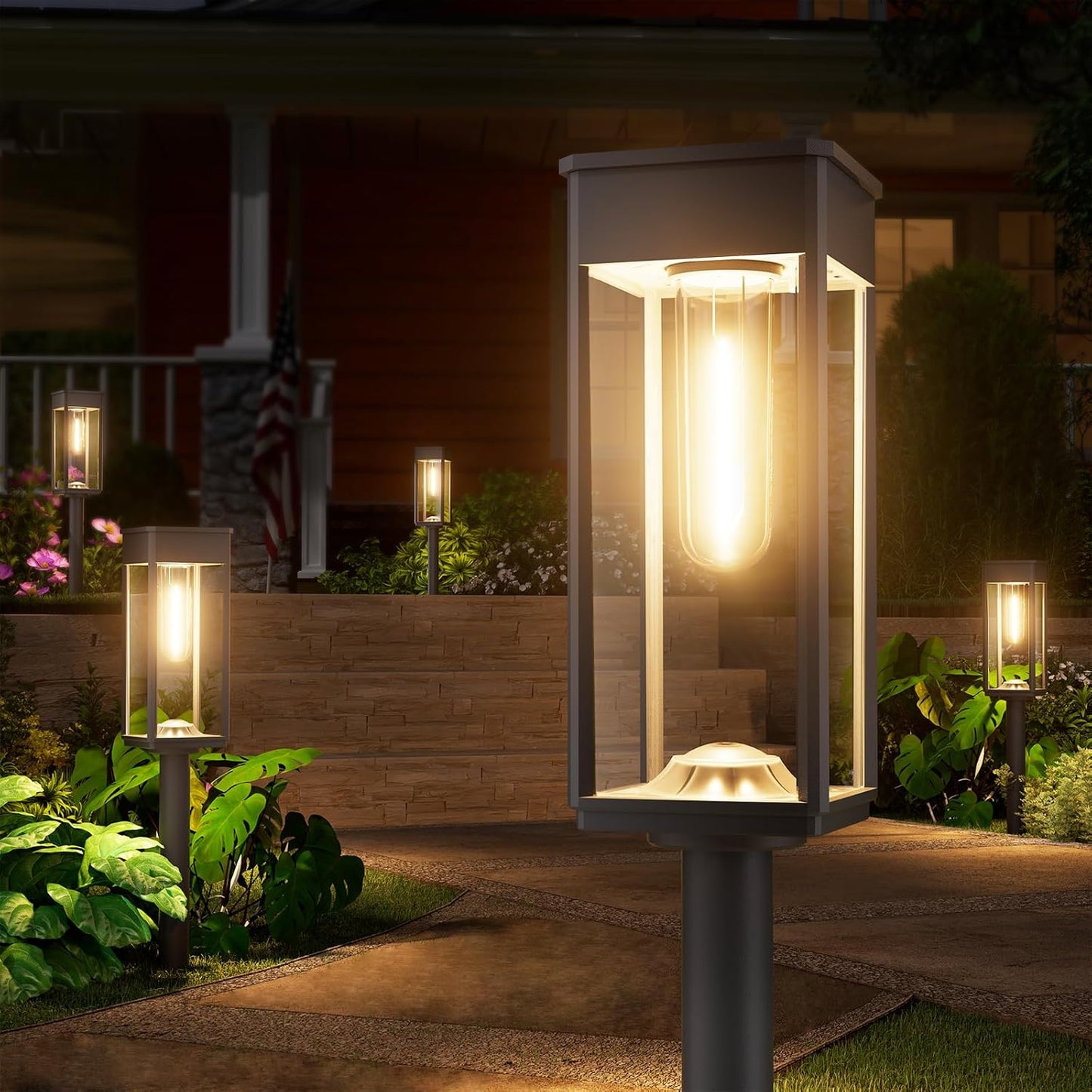 Solar Pathway Lights Outdoor, 2 Pack Solar Garden Lights IP65 Waterproof, Bright Pathway Light Solar Powered for Outside Yard Path Lawn Walkway Driveway Lighting Landscape Decor (Warm White)