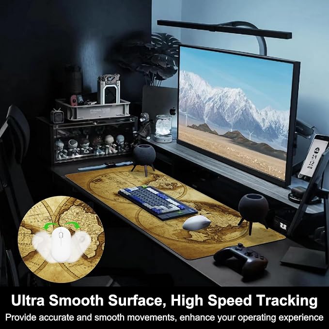 Mouse Pad, Large Antique World Map Desk Mat, Extended Non-Slip Gaming Keyboard - Image 5