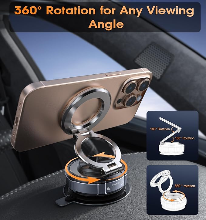 BOCLOUD Upgraded Suction Cup Phone Mount 360° Zinc Alloy Phone Stand Vacuum - Image 7