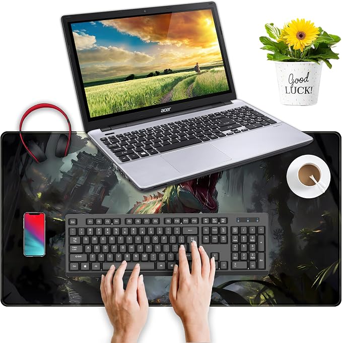 Goth Large Gaming Mouse Pad XXL Retro City Desk Mat, Office Desk Decor Desk Pad - Image 4