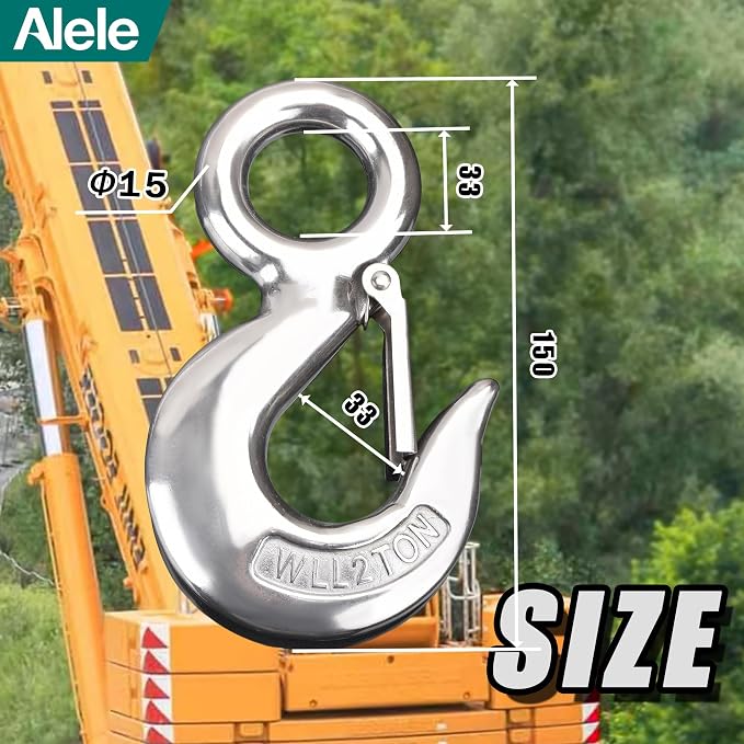 Alele Grab Hooks, 2T Crane Scale, Slip Hooks, Stainless Steel Heavy Duty - Image 7