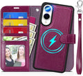 TUCCH Case for Galaxy S25 Edge, 2 in 1 Magnetic PU Leather Wallet Wrist Strap by TUCCH