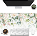 Desk Mat, Watercolor Pink Flowers Desk Pad, 31.5"x15.7" Extended Big Computer by KOAIWPAE