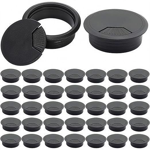 40 Pack 2 Inch Desk Grommet, Plastic Cable Hole Cover Bulk by Covzoe
