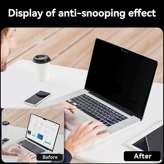 IPROKKO 360° Privacy Screen MacBook Air 15 inch, Matte Anti Glare Blue Light - Image 3