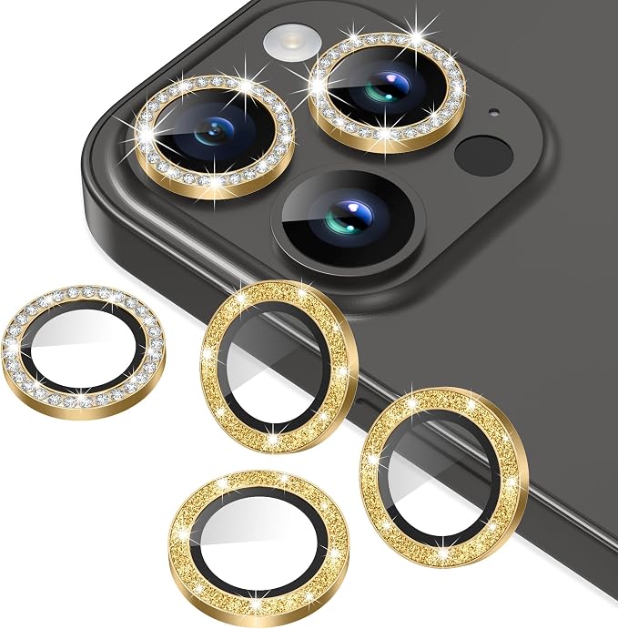 AGVEE 3+3 6 Pack for iPhone 15 Pro/Pro Max, Bling Diamond & Glitter Metal Ring by AGVEE