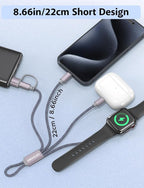 Short 8inch 3 in 2 USB C Cable for Apple Watch Charger iPhone Charger USB C - Image 7