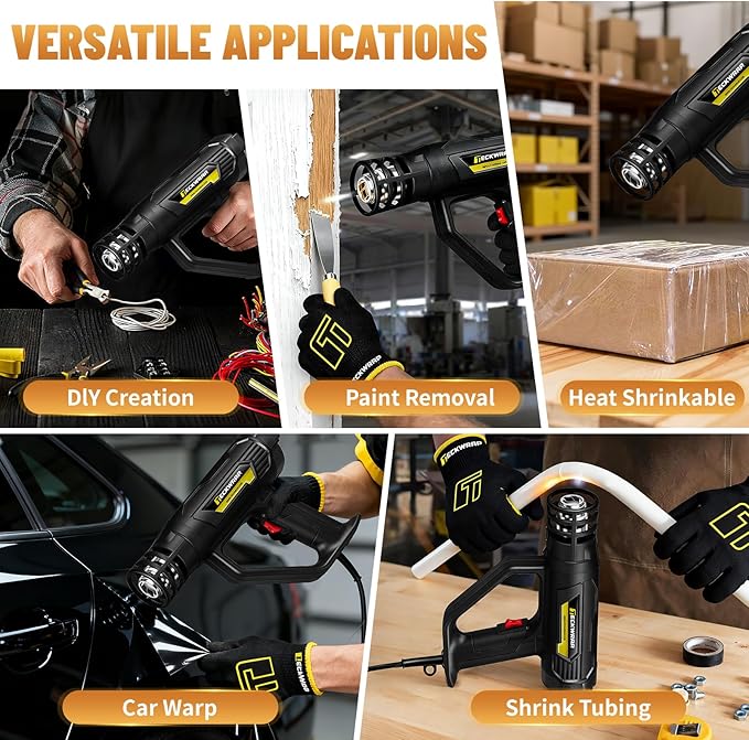 TECKWRAP Heat Gun 2000W with LCD Display, Adjustable Hot Air Gun - Image 7
