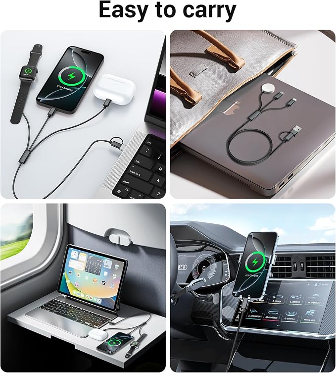 Temdan for Travel Vacation Essentials, 3 in 2 USB C Cable for Apple Watch - Image 7